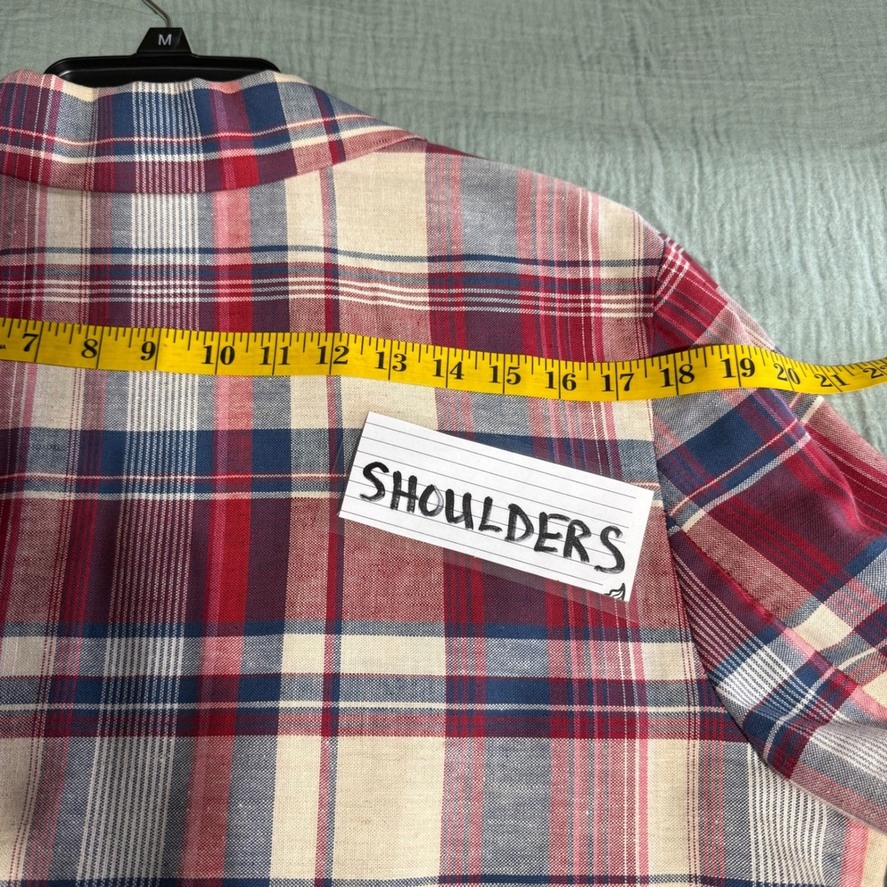 Eagle River Traders Blazer Wmn 14 Red Plaid Cotton Linenโ Single Button USA Made - Picture 14 of 14